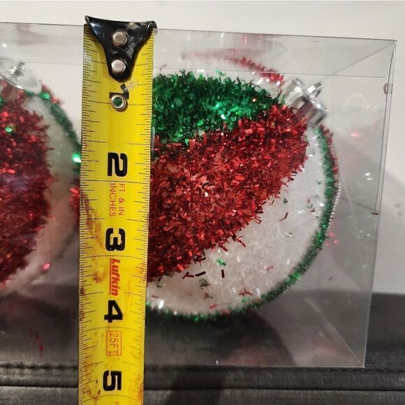 LARGE Christmas Grinch Green Red Ball Tree Ornaments 5" Decor Set of 2 - Picture 2 of 3